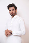 White Boski Fabric Plain Suit Coler