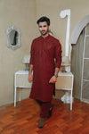 Maroon Computer work  Plain Kurta Pajama